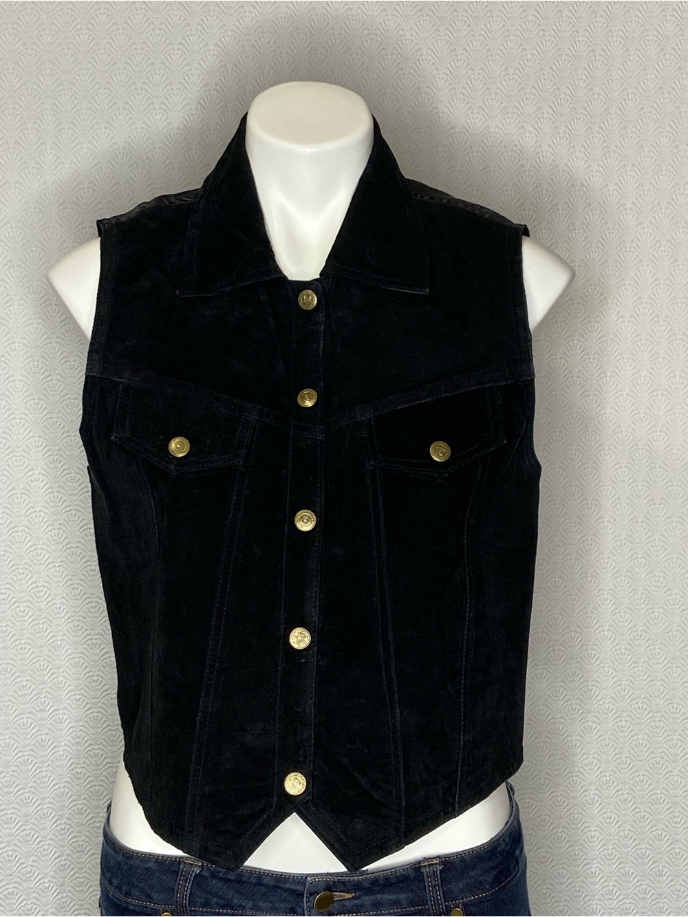 SCULLY Vintage Suede Leather Vest Snap Closure Black Womens Large Western